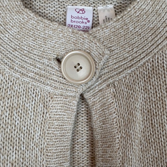 Bobbie Brooks Tan/Cream Knit Sweater Open Front Cardigan Sleeveless Sweater - Picture 3 of 7